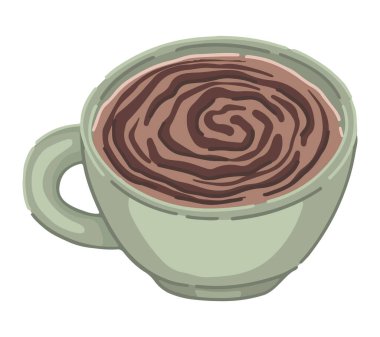 Doodle of cup of cocoa drink. Cozy cold season beverage clipart isolated on white background. Vector illustration in cartoon style..