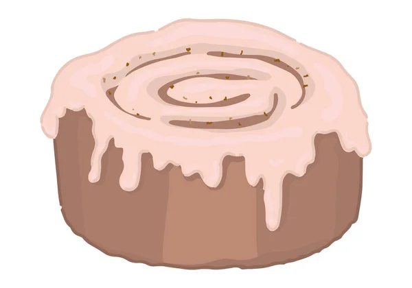 Doodle of cinnamon bun. Sweet homemade pastry clipart isolated on white background. Vector illustration in cartoon style..