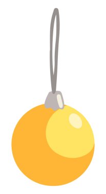 Noel ağacı süslemesi karikatürü, kurdele üzerine top. El çizimi vektör çizimi. Tek çizim beyaz arkaplanda izole edildi. Kış tatili tasarımı, baskı, çıkartma, kart, dekor elementleri