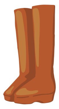 Yüksek kadın botları, kışlık ayakkabılar. Renkli kıyafet karikatürü. El çizimi vektör çizimi. Tek çizim beyaza izole edilmiş. Noel tasarımı, yazdırma, çıkartma, kart, dekorasyon elementleri.