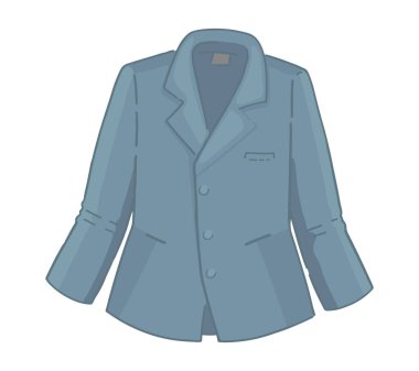 Klasik takım elbise ceketi. Bahar kıyafetinin klip sanatı. Çizgi film vektör illüstrasyonu beyaz üzerine izole edilmiş.