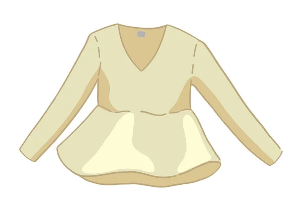 Uzun kollu bluzun klip sanatı. Günlük kıyafet karalaması. Çizgi film vektör illüstrasyonu beyaz üzerine izole edilmiş.