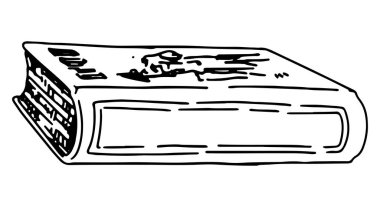 Kitap taslağı. Okuma konseptine bayılırım. El çizimi vektör çizimi. Oyma biçimi dağılımı beyaz arkaplanda izole edildi..