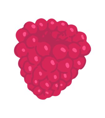 Ahududu kırpma sanatı. Yenebilir yaz hasadı. Çizgi film vektör botanik çizimi beyaz arkaplanda izole edildi.