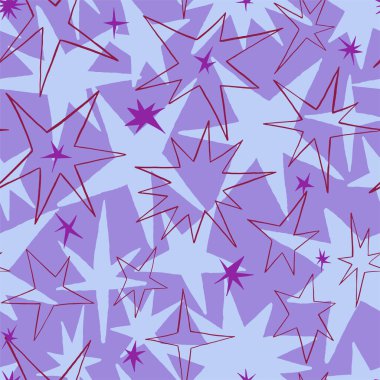 Modern yıldız süsü. Soyut vektör kusursuz desen. Yazdırma, paketleme kağıdı, tekstil, duvar kağıtları, arkaplan, dekorasyon için tasarım.