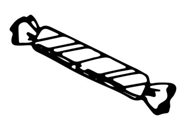 Şekerli tatlı skeci. El çizimi vektör çizimi. Bekar tatlı yemek karalaması. Beyaz arkaplanda ana hatlar izole edildi.