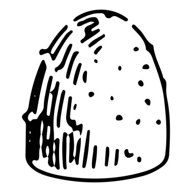 Jöle şekeri skeci. Tek bir tatlı, tatlı yemek karalaması. El çizimi vektör çizimi. Beyaz arkaplanda ana hatlar izole edildi.