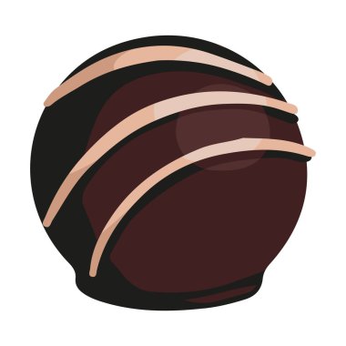 Çikolatalı şeker, tatlı. Düz bir şekilde elle çizilmiş vektör çizimi. Tek bir tatlı yemek karalaması. Çizgi film zirvesi beyaz arkaplanda izole edildi.