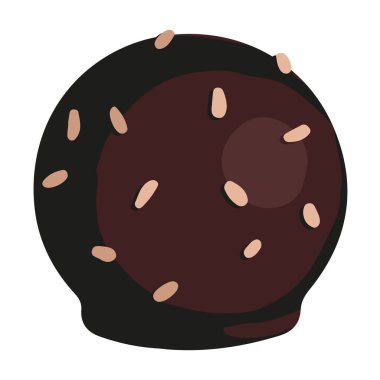 Çikolatalı şeker, tatlı. Düz bir şekilde elle çizilmiş vektör çizimi. Tek bir tatlı yemek karalaması. Çizgi film zirvesi beyaz arkaplanda izole edildi.