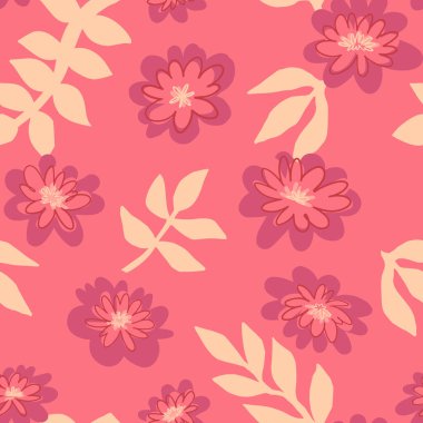 Soyut şakayık çiçekleri pürüzsüz desen. Basit bir çiçek süsü. Vektör botanik tasarımı.