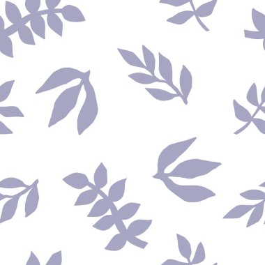 İlkel yaprak ve bitki siluetlerinin süsü. Nazik botanik vektör pürüzsüz desen.