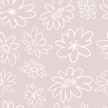 Soyut şakayık çiçekleri pürüzsüz desen. Basit bir çiçek süsü. Vektör botanik tasarımı.