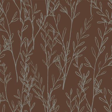 Tarla bitkilerinin çizimleri. Elle çizilmiş vektör pürüzsüz desen. Nazik renkli botanik süsü. Baskı, ambalaj, dekor, kumaş, tekstil, arkaplan, duvar kağıtları, yapıştırma kitabı için soyut yaz tasarımı.