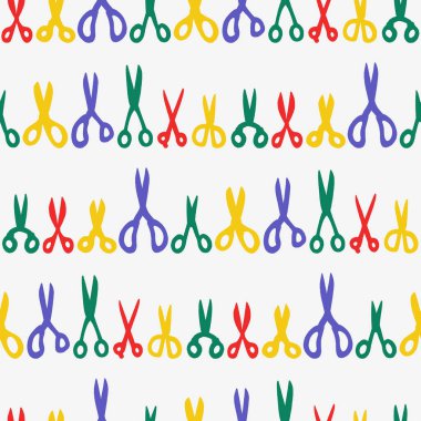 Vektör Renkli Siluet Makas Kusursuz Desen Çizimi 3600 x 3600 Piksel