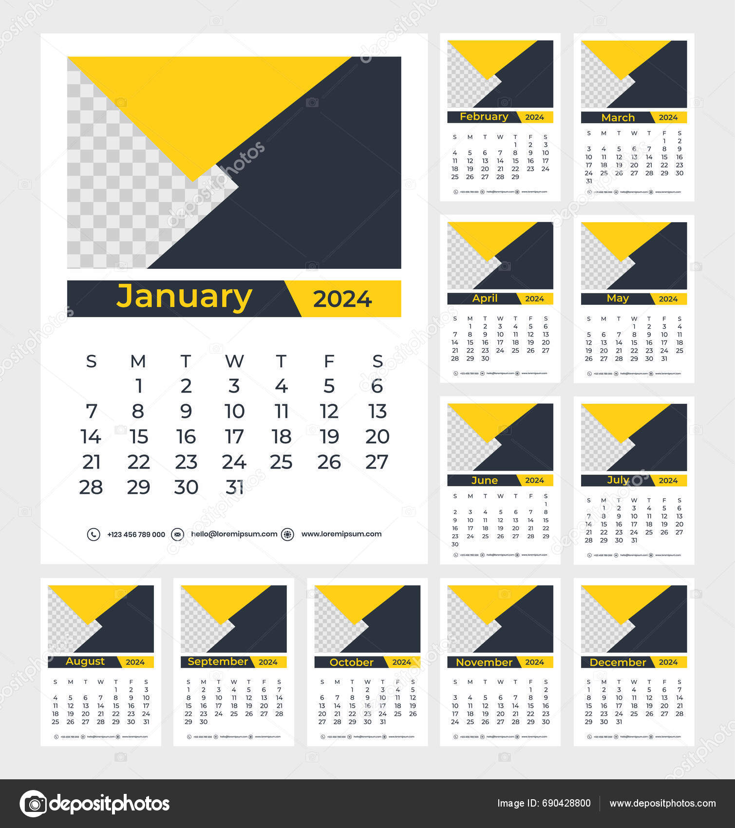 2024 Calendar Design Best Stock Vector by ©AfiDesign 690428800