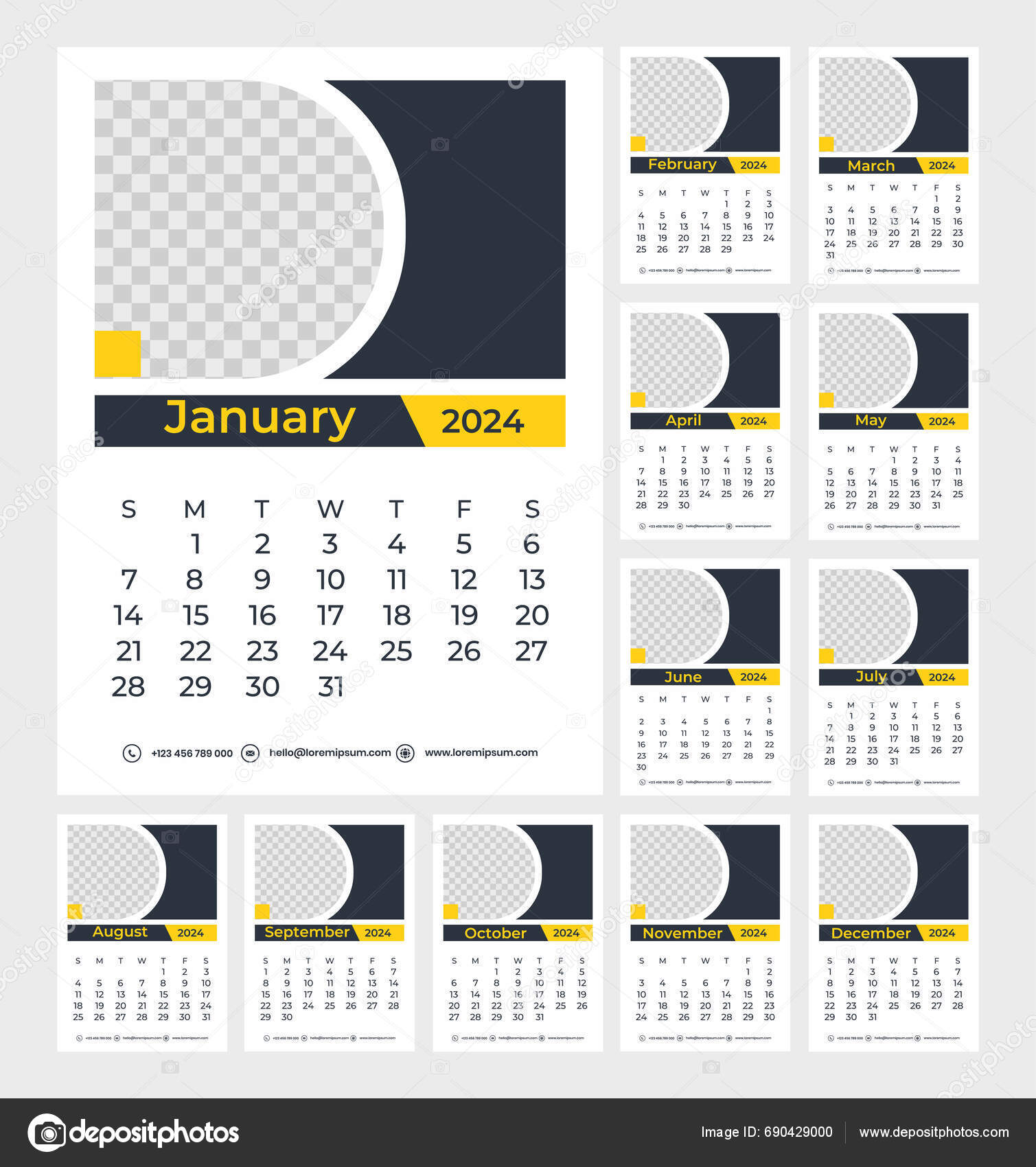2024 Calendar Design Best Stock Vector by ©AfiDesign 690429000
