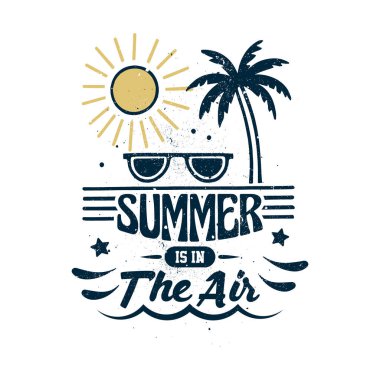 Retro Vintage Summer Vibes tişört tasarımı. Giysiler ve giysiler için Palm Beach Paradise tasarımı