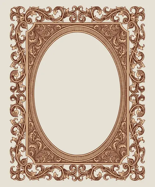 Antika altın çerçeve kabartma vektör çizimi