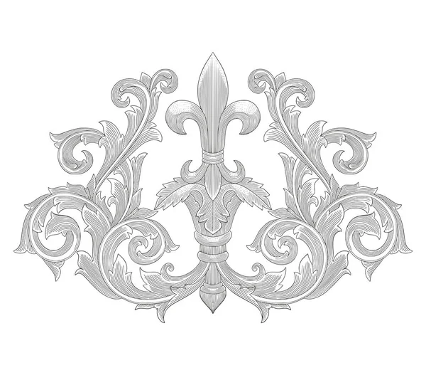  Fleur de lis ve süs çiçekli tomar, eski gravür stili çizimler. 