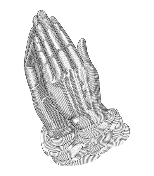 Dua eden el, eski gravür çizim biçimi çizim biçimi illüstrasyonu