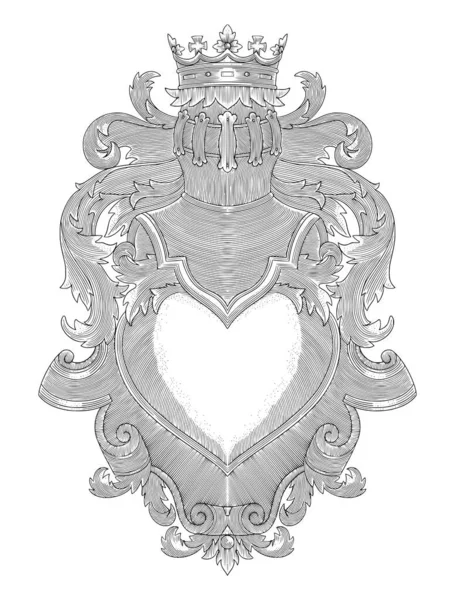 Aile arması, eski gravür çizim stili illüstrasyon