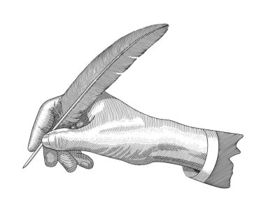 Tüylü el yazısı, Vintage gravür stili çizim