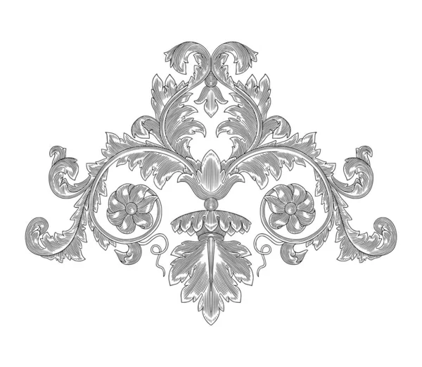  Klasik barok süsleme çiçek çerçevesi, antika oyma çizimi. 