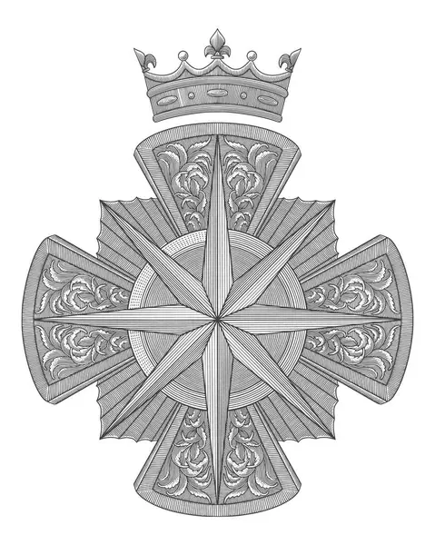 Taçlı ve çiçekli brabant madalyası, klasik gravür stili.