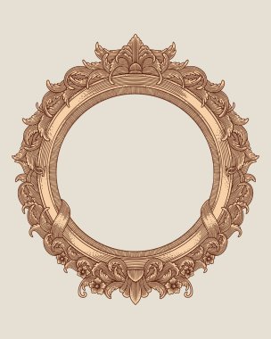 Antika altın çerçeve kabartma vektör çizimi