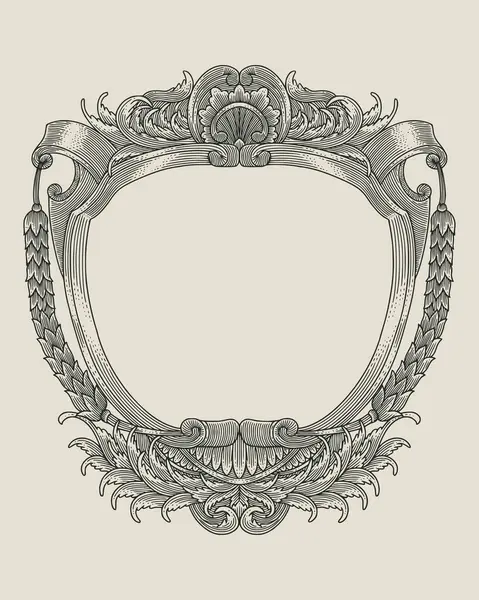 Antika oyma çerçevesi, vektör vintage illüstrasyon