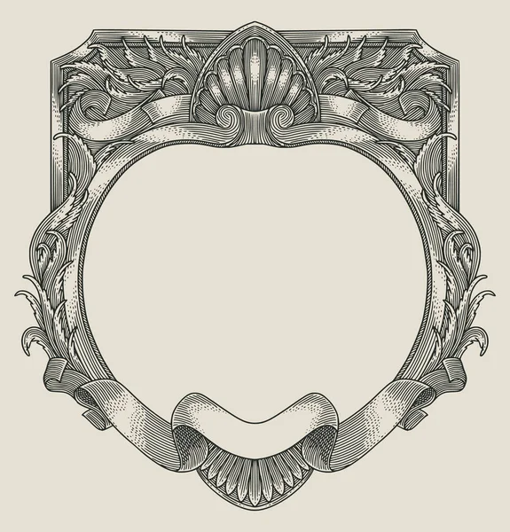 Antika oyma çerçevesi, vektör vintage illüstrasyon