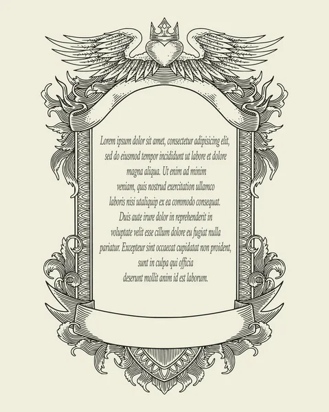 Antika çerçeve vintage oyma vektör çizimi