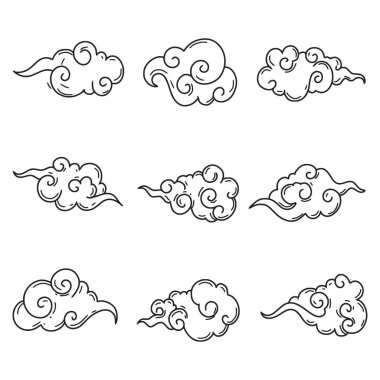 Japon tarzı bulutlar, vektör çizimi