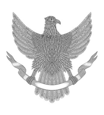 Kurdeleli Kartal Kuşu, Vintage kabartma çizim stili çizim