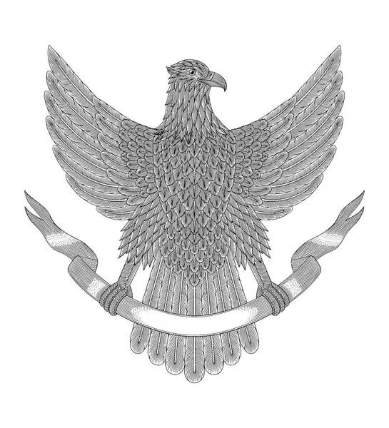 Kurdeleli Kartal Kuşu, Vintage kabartma çizim stili çizim