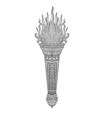 Alevli meşale, eski gravür çizimi