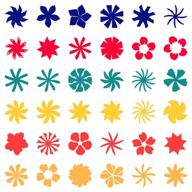 Çiçek simgesi seti. Botanik Vektör