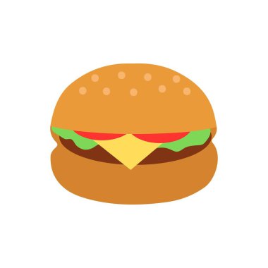 Lezzetli burger ikonu. Gıda yassı tasarımı