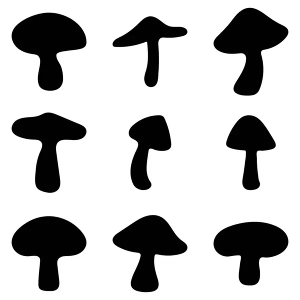 stock vector Simple mushroom silhouette icon set