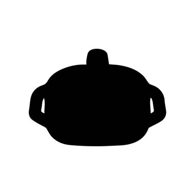 Kaynayan tencere siluet simgesi. Yemek malzemesi düz tasarımı