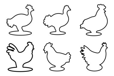 Ana hatlı tavuk çizimi tasarımı seti