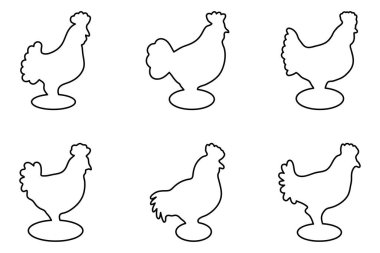 Ana hatlı tavuk çizimi tasarımı seti