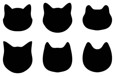 Basit kedi kafası illüstrasyon seti tasarımı