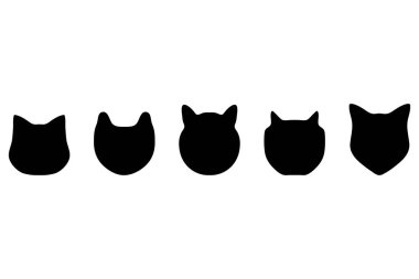 Basit kedi kafası illüstrasyon seti tasarımı