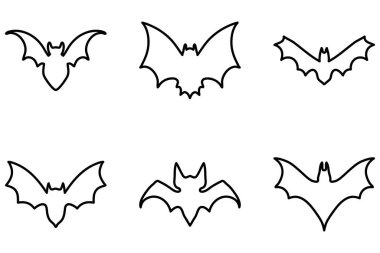 Yarasa hayvan ana hatları simgesi seti