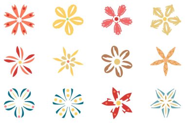 Çiçek simgesi seti. Botanik çiçek tasarımı