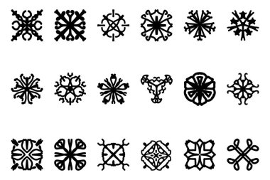 Dekoratif süs şekil simgesi seti