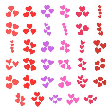 Kalp şekli ikonu ayarlandı. Valentine düz tasarımı