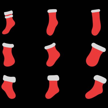 Basit Noel Çorabı Çizim Tasarımı Seti