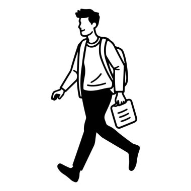 Evrak çantasıyla Yürüyen Kişinin İllüstrasyonu